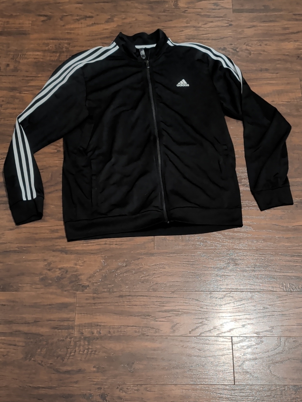adidas Black Jacket with White Stripe Accents